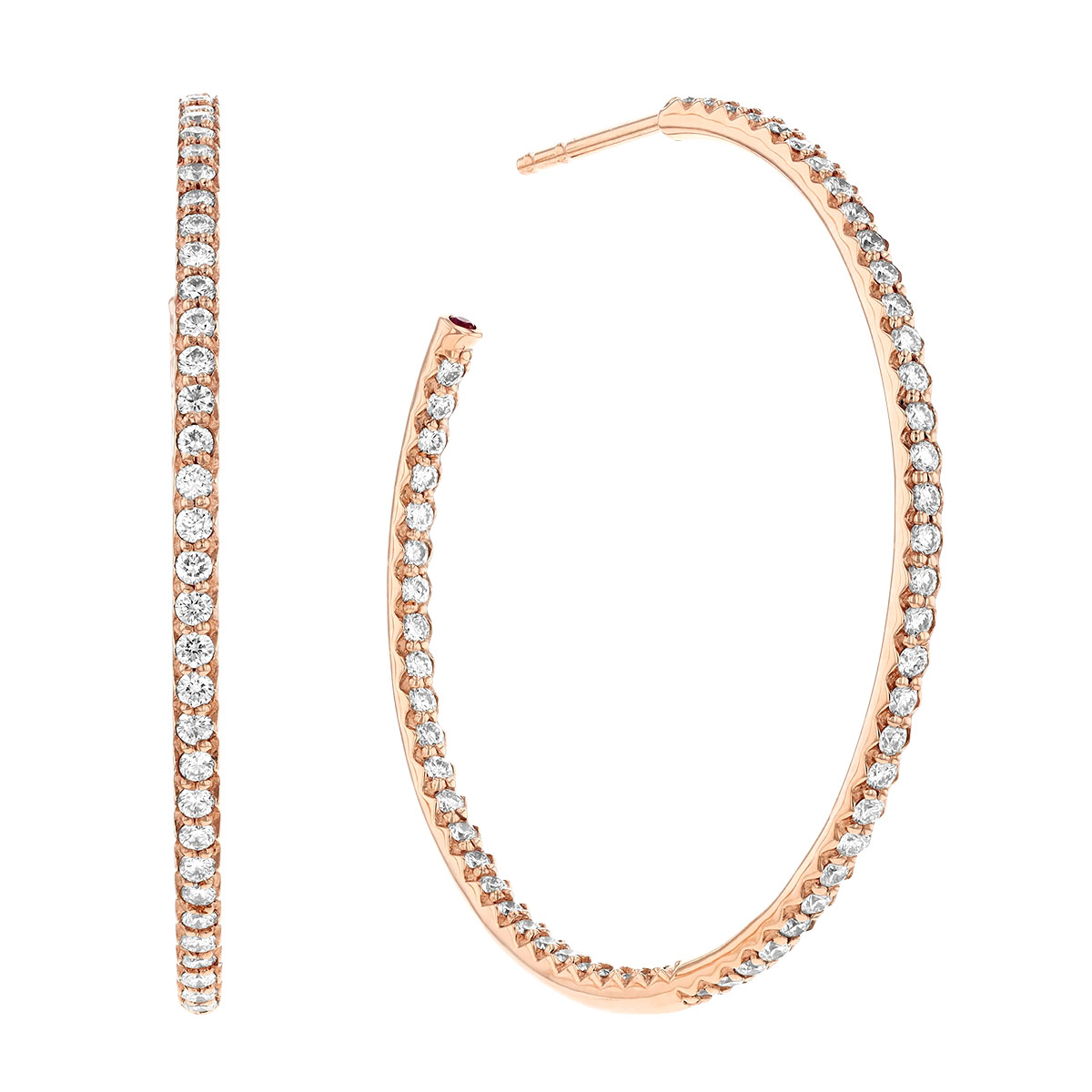 Roberto Coin Large Inside Out Diamond Hoop Earrings In Rose Gold 110 Cttw 000601axerx0