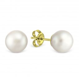 Image for TARA Pearls Akoya Cultured Pearl 9x9.5 mm Stud Earrings in Yellow Gold