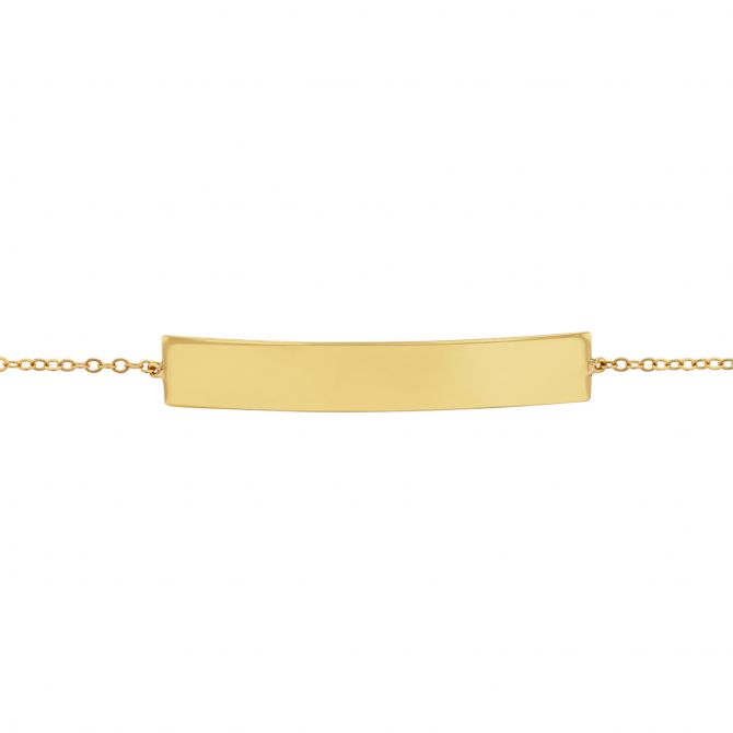 Yellow Gold Engravable Bar Bracelet, 7.5"