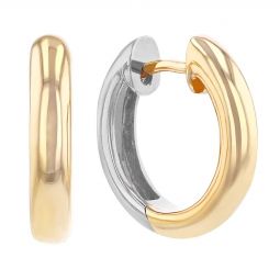 Image for Yellow and White Gold Two Tone Earrings, 15 mm