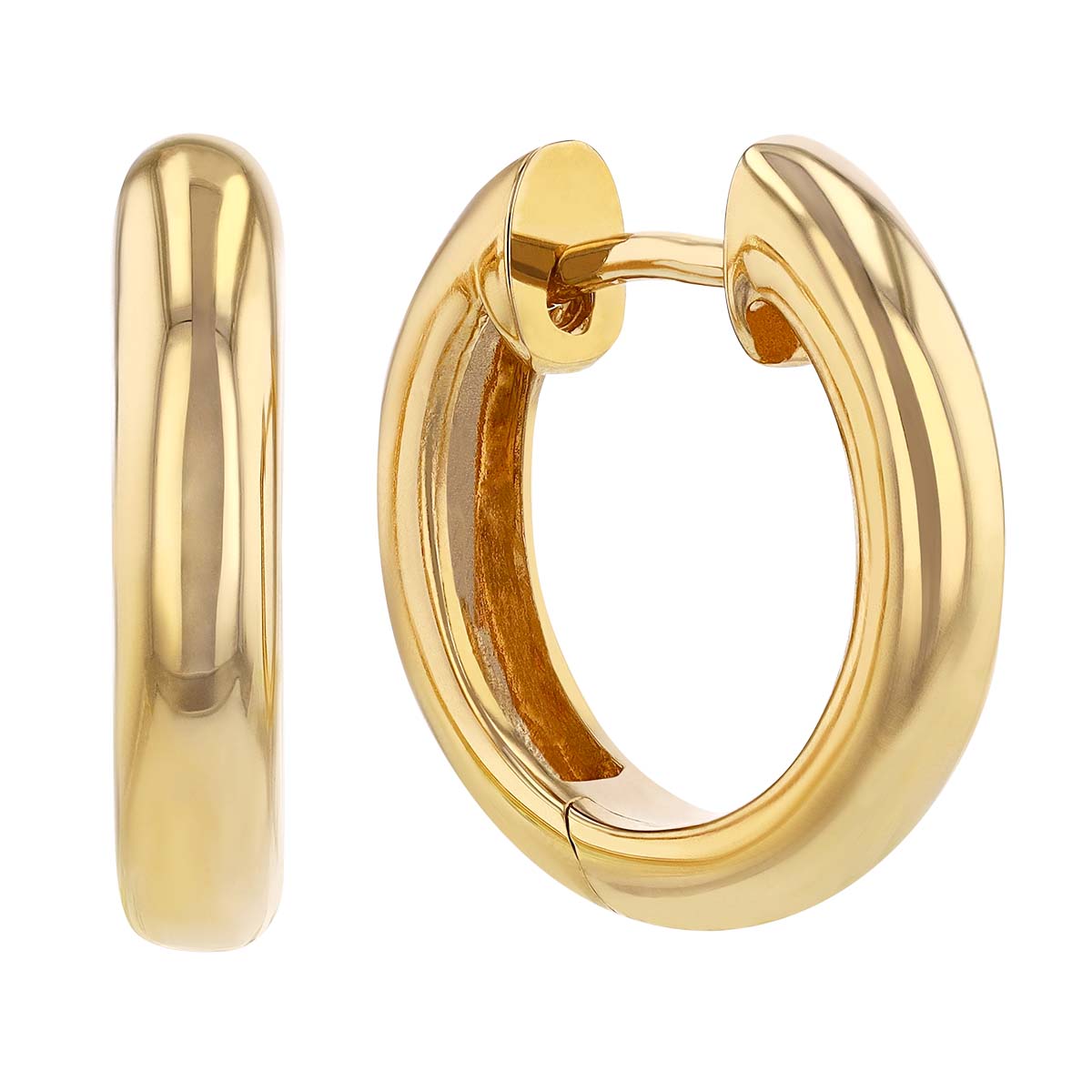 Yellow Gold Hinged Huggie Hoop Earrings, 15 mm | Borsheims