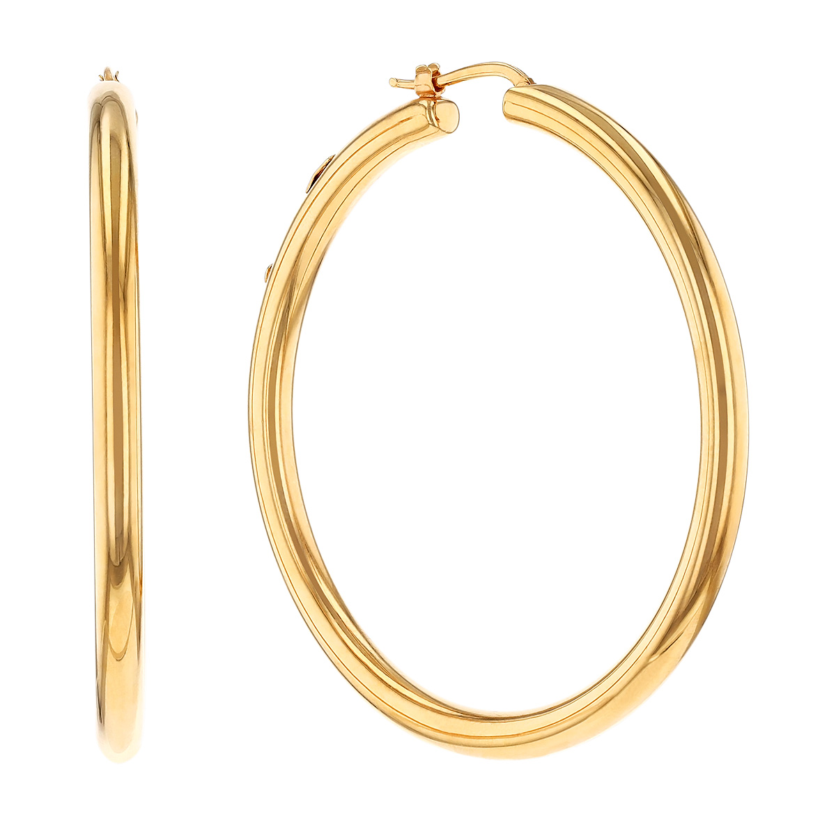 Roberto Coin Perfect Hoops Yellow Gold Xl Tube Hoop Earrings With Snap Posts 55 Mm Borsheims