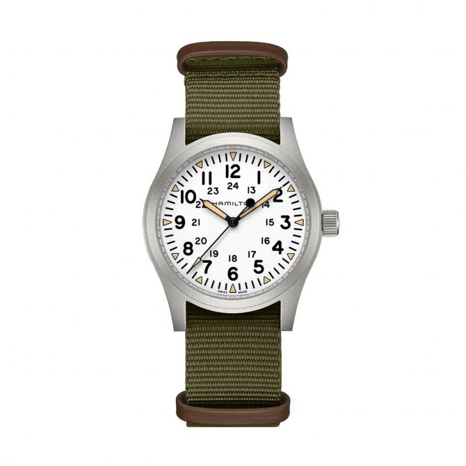 Hamilton Khaki Field Mechanical 42mm Men's Watch, White Dial