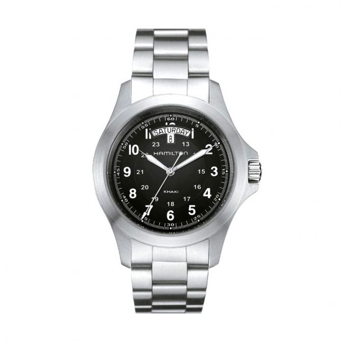 Hamilton Khaki Field King Quartz 40mm Men's Watch, Black and White Dial