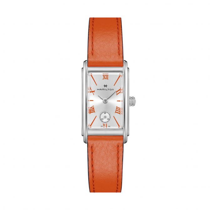 Hamilton American Classic Ardmore Quartz 18mm Watch, Silver and Orange Dial