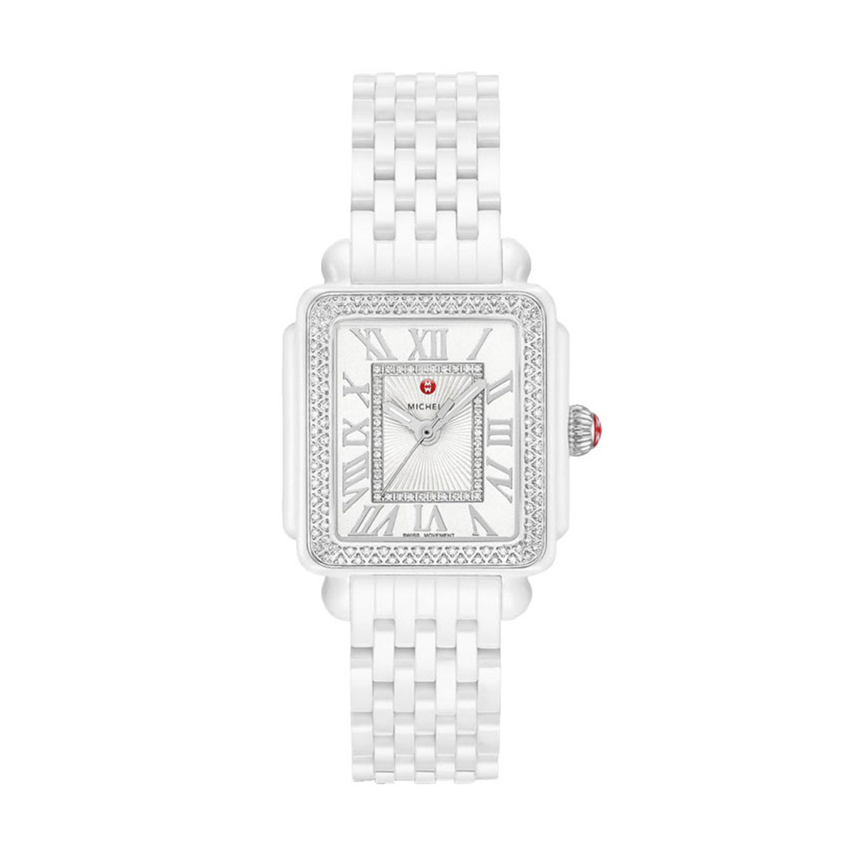 Michele Deco Madison Mid White Ceramic Diamond Watch | Borsheims