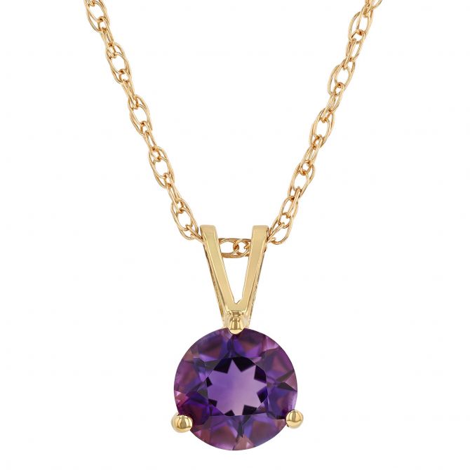 Amethyst Pendant Necklace in Yellow Gold