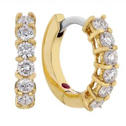 Image for Roberto Coin Diamond Huggie Hoop Earrings in Yellow Gold, 0.70 cttw