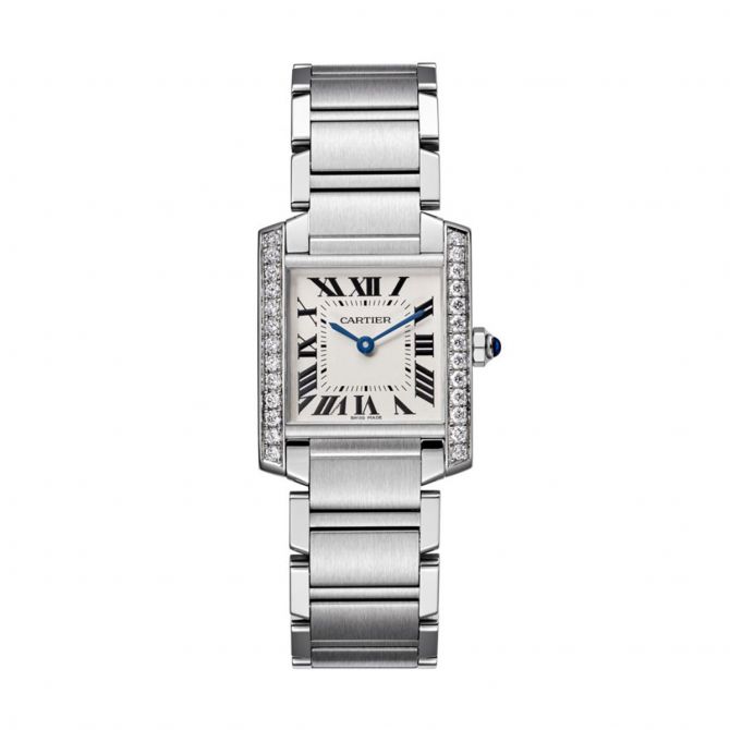 Cartier Tank FranÃ§aise 30mm Medium Watch, Diamond and Silvered Dial