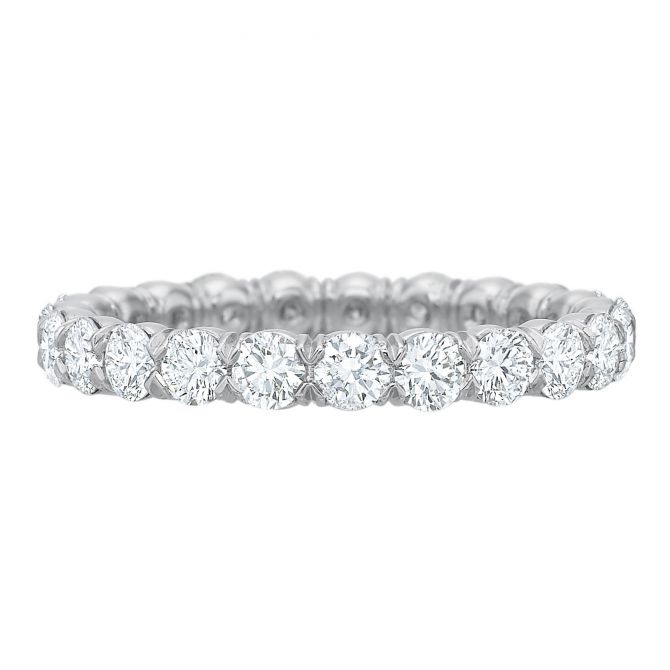 Round Diamond Eternity Wedding Band in White Gold, 1.52 cttw