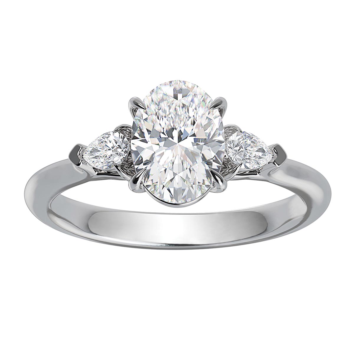 ALTR Lab Grown Oval Diamond & Pear Shaped Side Stone Engagement Ring in ...