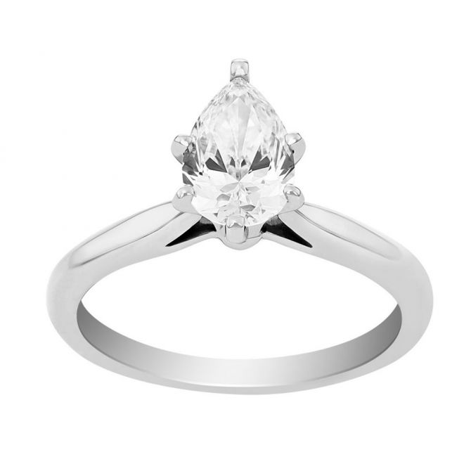 ALTR Lab Grown Pear Shaped Diamond Solitaire Engagement Ring in White Gold, 1.10 ct