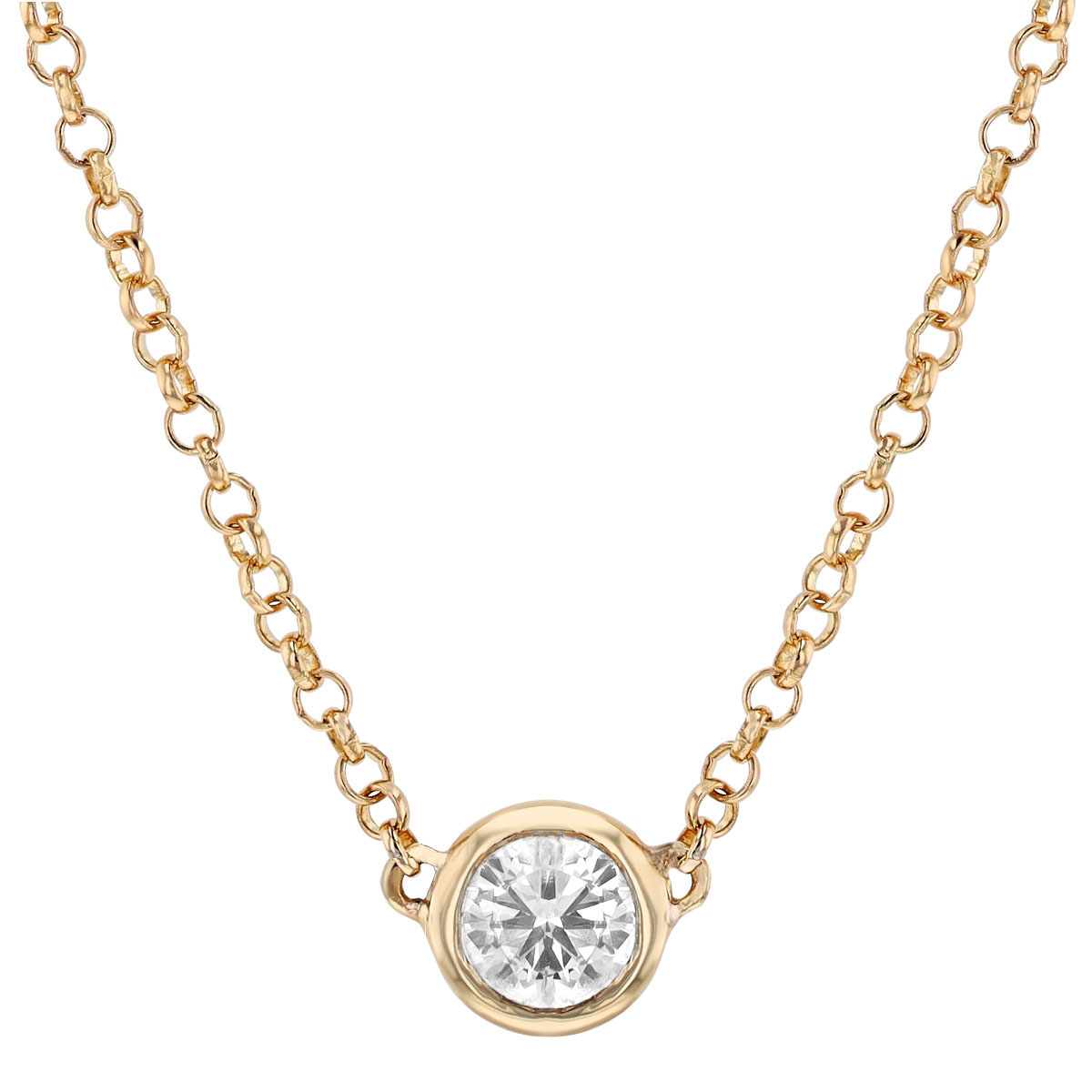 Borsheims Signature Collection Diamond Solitiare Necklace in Yellow ...