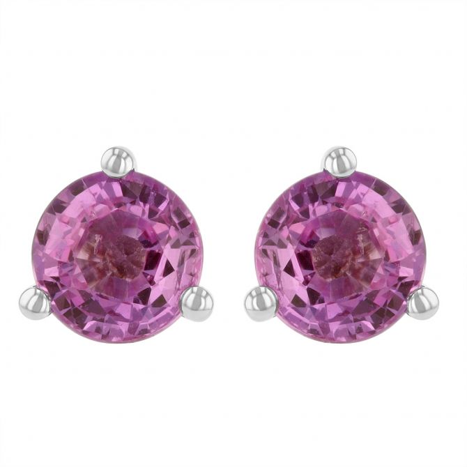 Oval Pink Sapphire Diamond Stud Earrings — J. Sampieri