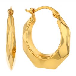 Image for Yellow Gold Faceted Medium Hoop Earrings