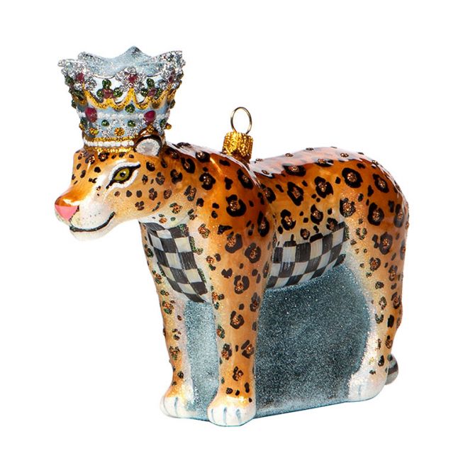 MacKenzie-Childs Glass Ornament, Leopard King