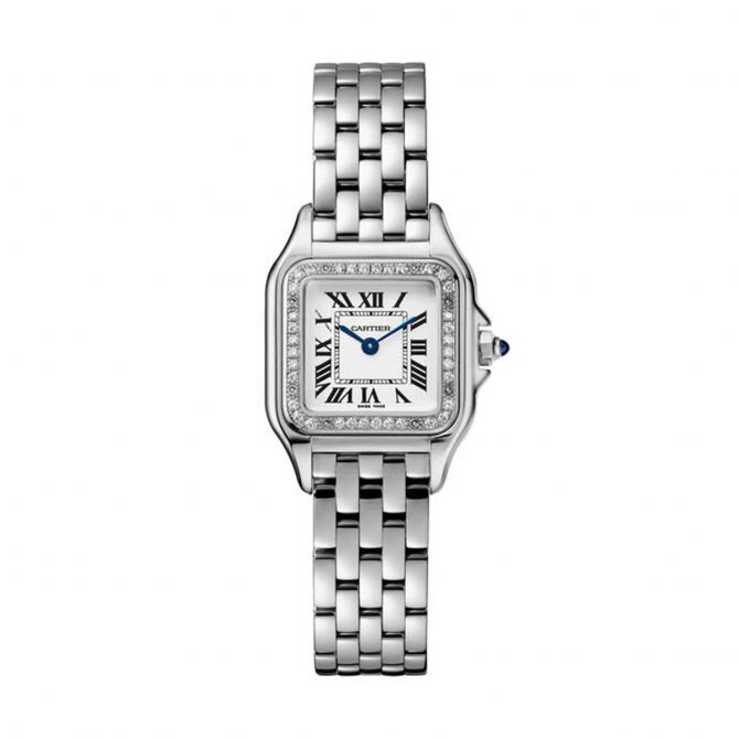 Cartier Panthere de Cartier 23mm Small Watch, Diamonds and Silvered Dial