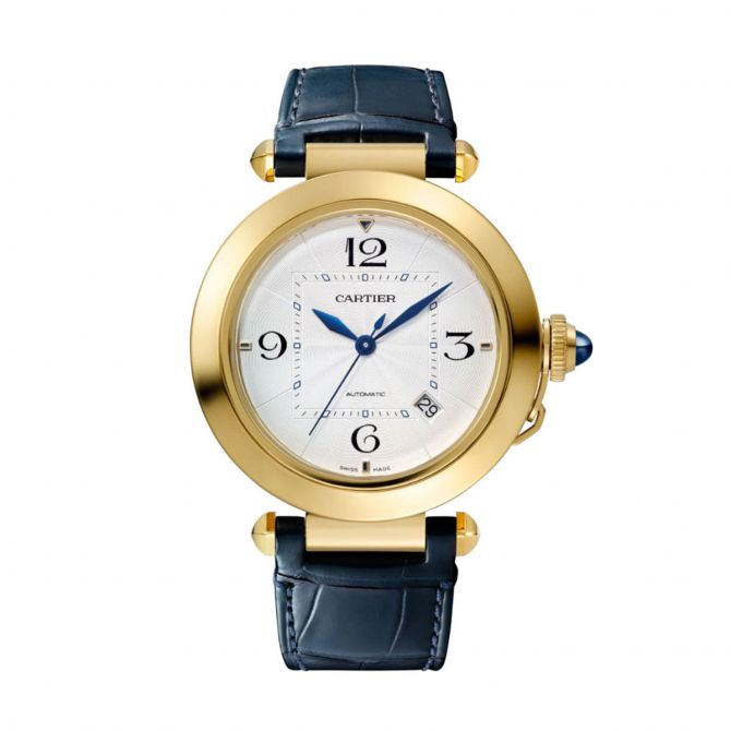 Cartier Pasha de Cartier 41mm Watch, Yellow Gold and Silver Flinque Dial