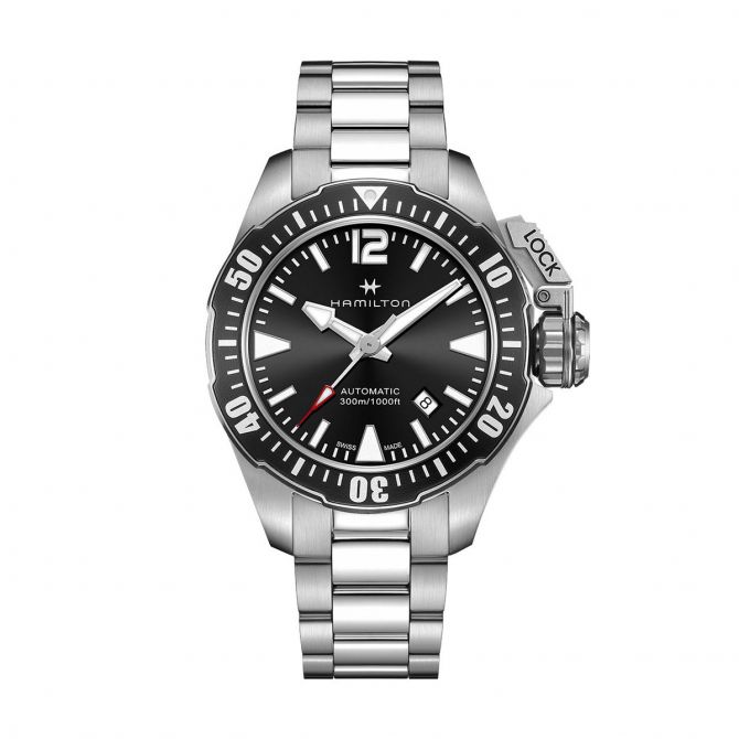 Hamilton Khaki Navy Frogman Auto 42mm Watch, Black Dial