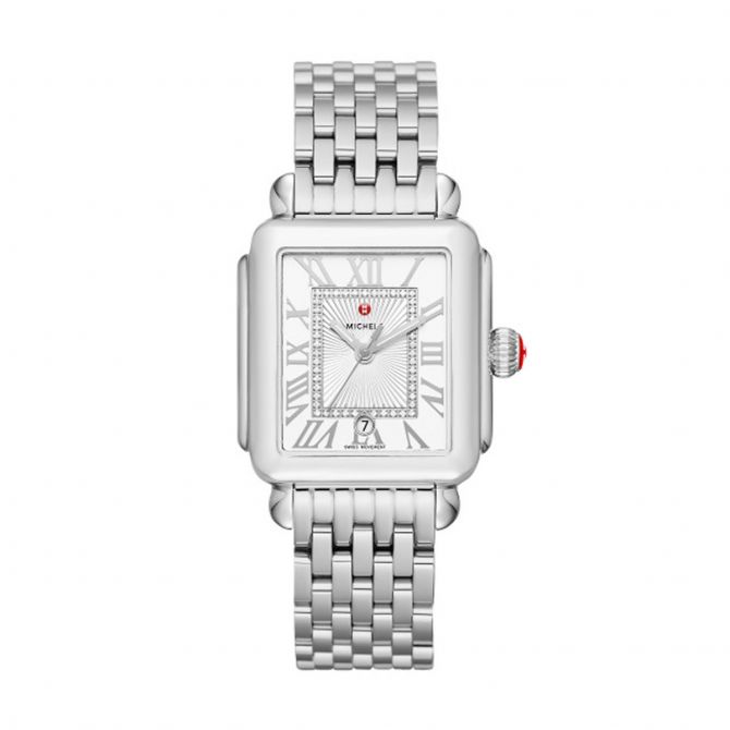 Michele Deco Madison 33mm Women's Watch, Silver and White Dial