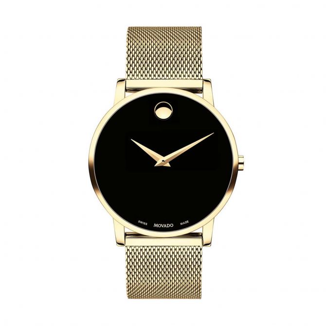 Movado Museum Classic 40mm Watch, Black and Gold Tone Dial