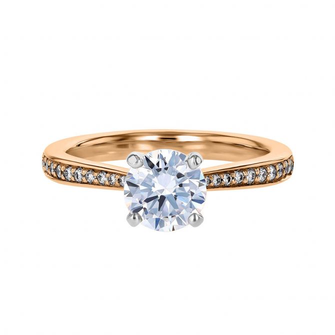 18K Gold Diamond Tapered Engagement Ring Setting