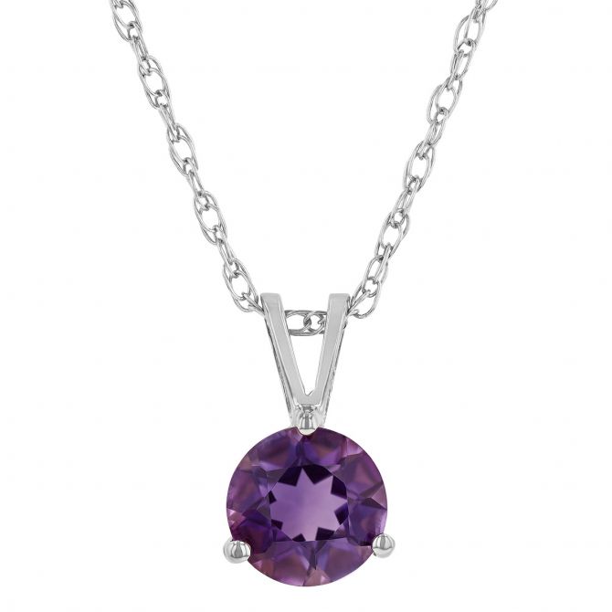 Amethyst Pendant Necklace in White Gold