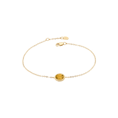 14K Yellow Gold Citrine Rope Bezel Set Bracelet, 7.5"