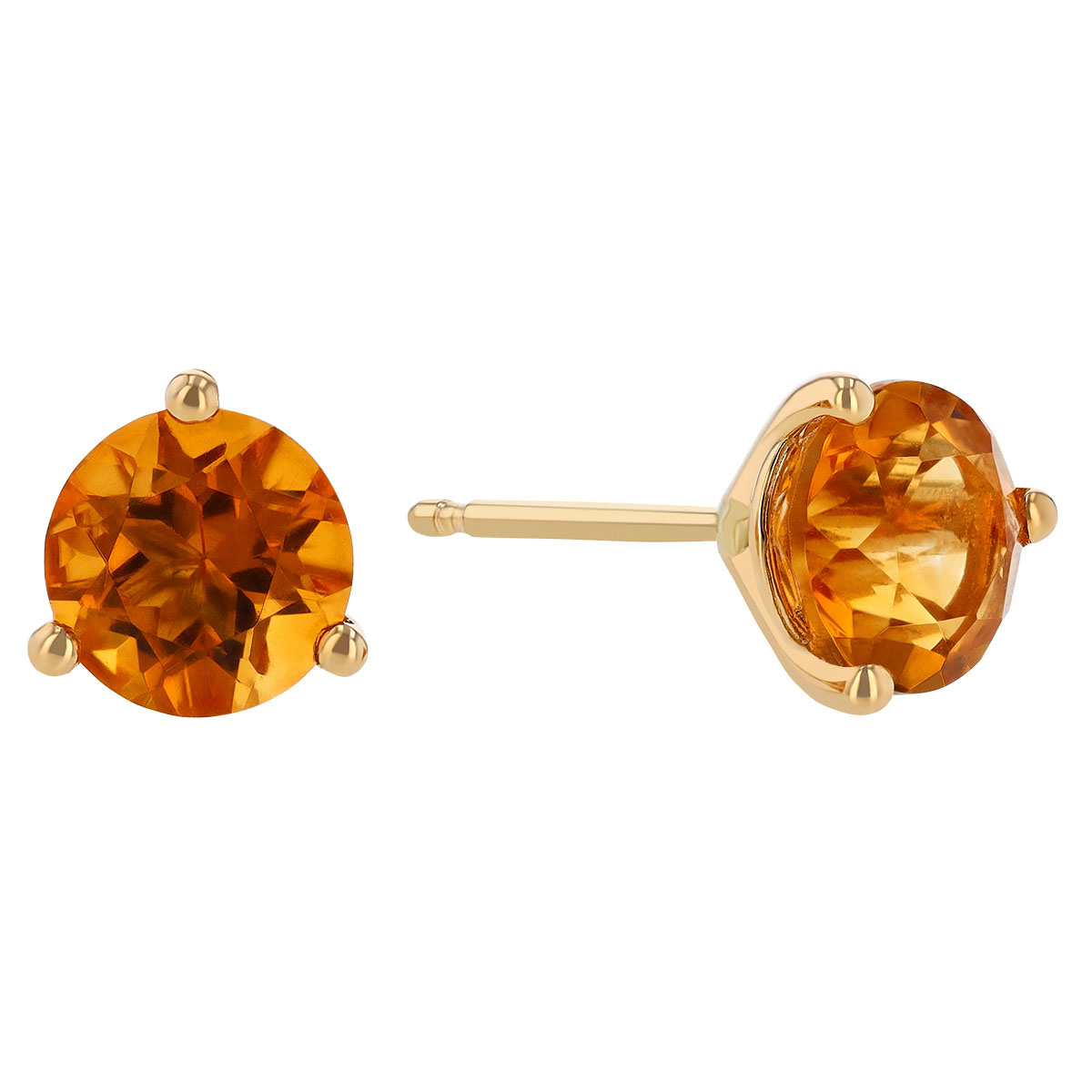 14K Real Yellow Gold Screw Back Earrings Round Birthstone Stud Earring –  primejewelry269