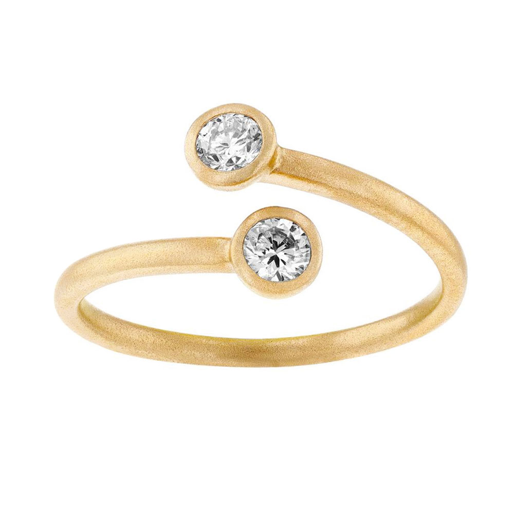 Round Diamond Bezel Set Bypass Ring in Yellow Gold | Borsheims