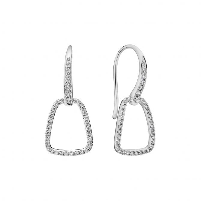 Artichoke Open Diamond Drop Earrings in White Gold