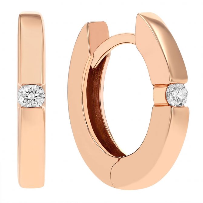 Diamond Hoop Earrings in Rose Gold