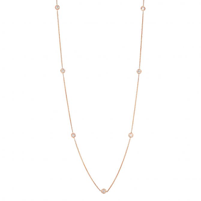 Roberto Coin Diamonds By The Inch 7 Station Necklace in 18K  Gold, 18", 0.35cttw