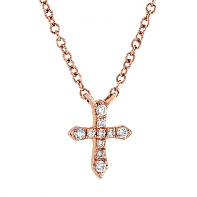 Rose gold diamond on sale cross