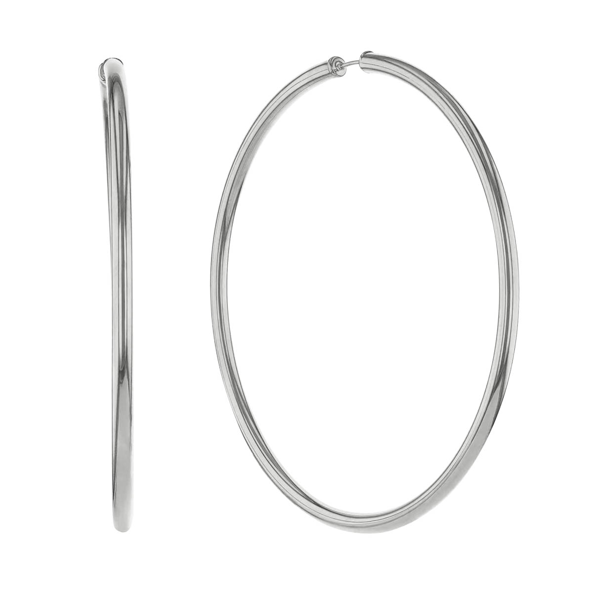 White Gold Endless Hoop Earrings, 70 mm | Borsheims