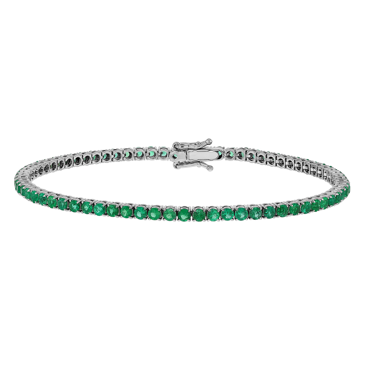 10K White Gold Oval Emerald and Diamond Link Bracelet - Walmart.com