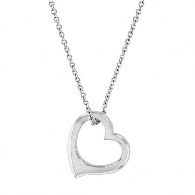 White Gold Open Heart Pendant