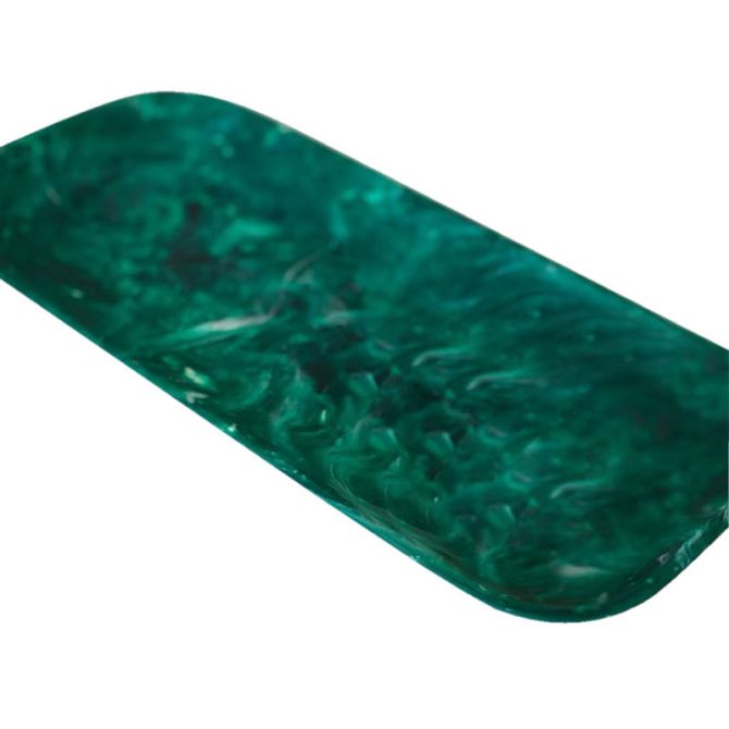 Nashi Classic Rectangular Platter, Emerald Green Swirl