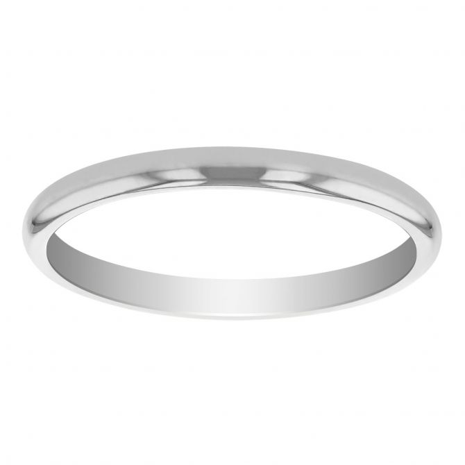 14K White Gold High Polish Comfort Fit 2mm Wedding Band, size 8