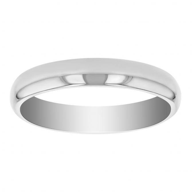 3 mm Comfort Fit Low Dome Wedding Band in White Gold, Size 6