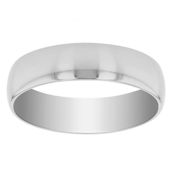 White Gold Comfort Fit Low Dome 5 mm Wedding Band, Size 5