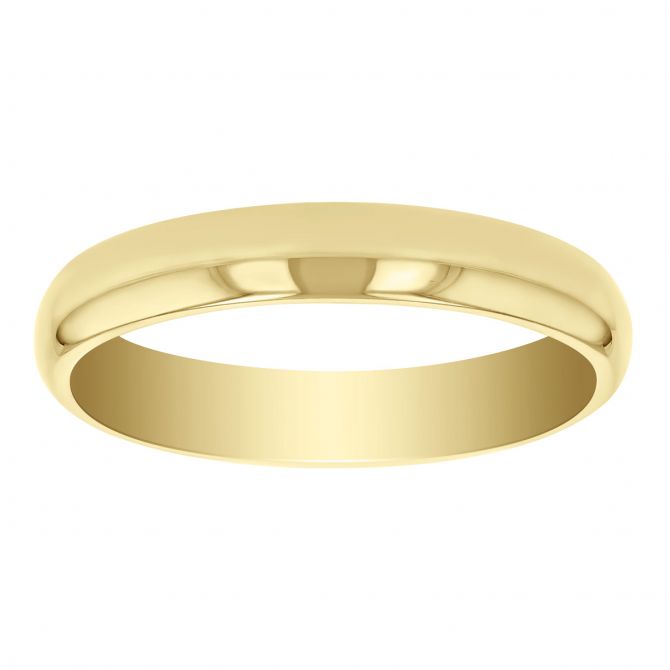 Yellow Gold Comfort Fit Low Dome 3 mm Wedding Band, Size 5