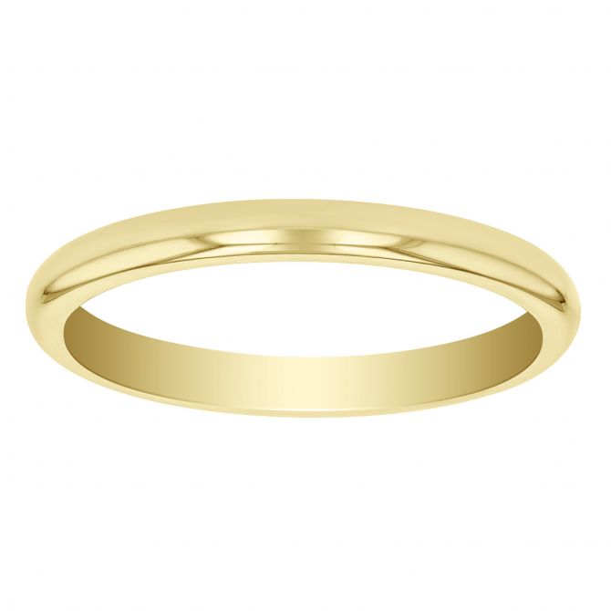 Yellow Gold Comfort Fit Wedding Band, 2 mm, Size 5