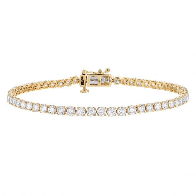 Borsheims Signature Collection Lab-Grown Diamond Tennis Bracelet in 14K Gold, 5.00 cttw, 7"