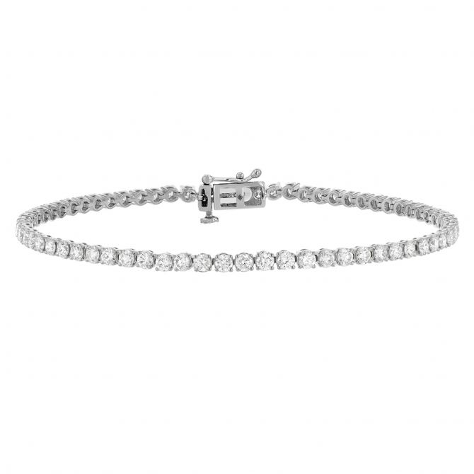 Borsheims Signature Collection Lab-Grown Diamond Tennis Bracelet in 14K Gold, 3.00 cttw,