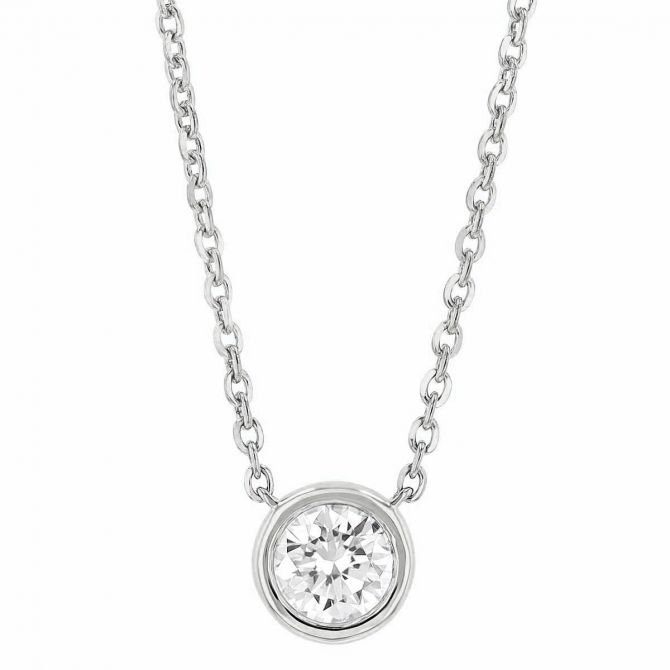 Borsheims Signature Collection Lab-Grown Diamond Solitaire Necklace in White Gold, 0.50 cttw, 18"