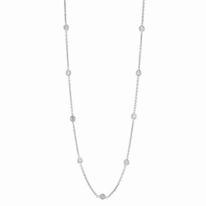 Roberto Coin Diamonds by the Inch Station Necklace in White Gold, 18", 0.74 cttw