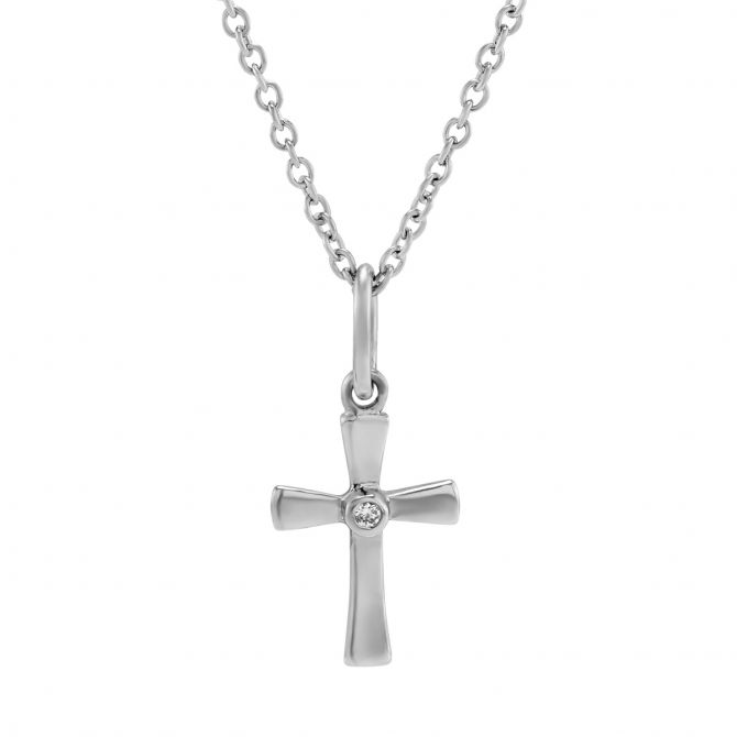 Sterling Silver Children's Diamond Cross Pendant