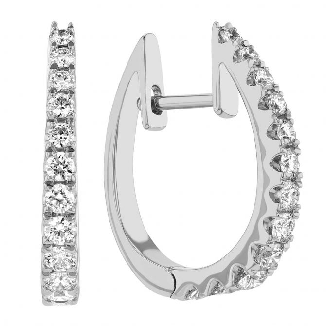 Diamond Hoop Earrings in White Gold, 0.62 cttw