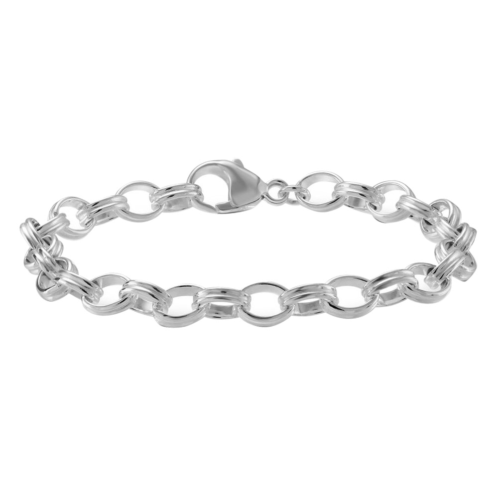 Sterling Silver Ribbed Cable Link Bracelet, 7 1/2